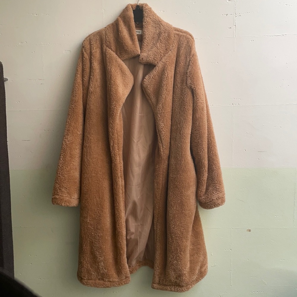Angashion Open Teddy Coat